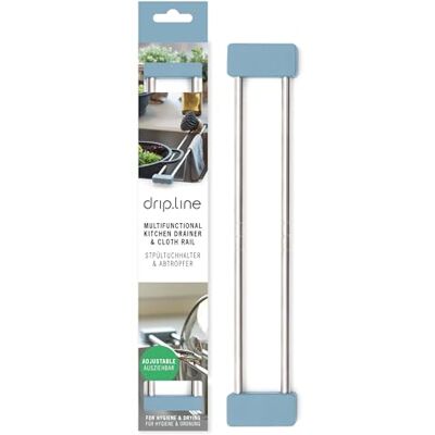 Sanni Shoo drip.line Spültuchhalter multifunktional, Ocean-Blau Ausziehbarer Spüllappenhalter bis 56,6cm, Rostfreier Edelstahl, als Abtropfgitter Spüle und Lappenhalter Spülbecken Sanni Shoo drip.line Spültuchhalter multifunktional, Ocean-Blau Ausziehbarer Spüllappenhalter bis 56,6cm, Rostfreier Edelstahl, als Abtropfgitter Spüle und Lappenhalter Spülbecken