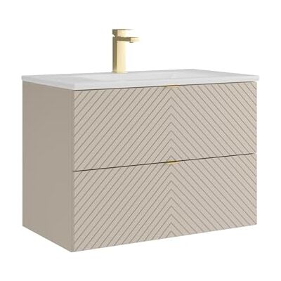 Unique Hängeschrank mit Waschbecken zum Einbauen und Wasserhahn – Beige – 80 cm – Dorioni Unique Hängeschrank mit Waschbecken zum Einbauen und Wasserhahn – Beige – 80 cm – Dorioni