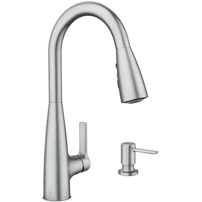 Moen Haelyn 87627SRS Edelstahl-Einhebel-Sprüher, Küchenarmatur mit Power Boost für eine schnellere Reinigung, Seifenspender im Lieferumfang enthalten, 87627SRS Moen Haelyn 87627SRS Edelstahl-Einhebel-Sprüher, Küchenarmatur mit Power Boost für eine schnellere Reinigung, Seifenspender im Lieferumfang enthalten, 87627SRS