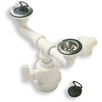 ACQUASTILLA 112387 Siphon Zwei Wege mit Abfluss und Ablaufgarnitur ACQUASTILLA 112387 Siphon Zwei Wege mit Abfluss und Ablaufgarnitur
