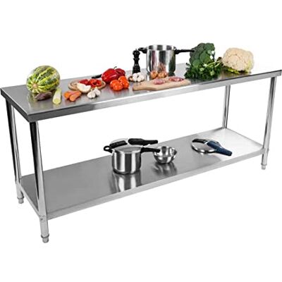 Royal Catering RCAT-200/60 Arbeitstisch Edelstahltisch (200 x 60 cm, 1 Arbeits- und 1 Ablagefläche, bis 400kg, höhenverstellbare Füße, Edelstahl) Royal Catering RCAT-200/60 Arbeitstisch Edelstahltisch (200 x 60 cm, 1 Arbeits- und 1 Ablagefläche, bis 400kg, höhenverstellbare Füße, Edelstahl)
