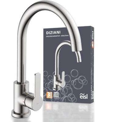 EISL Wasserhahn Küche DIZIANI, Küchenarmatur, Spültischarmatur, Edelstahl 360 Grad schwenkbarer Wasserhahn Küche, Mischbatterie für die Spüle mit Einhebelmischer, Spültischarmatur, Edelstahl EISL Wasserhahn Küche DIZIANI, Küchenarmatur, Spültischarmatur, Edelstahl 360 Grad schwenkbarer Wasserhahn Küche, Mischbatterie für die Spüle mit Einhebelmischer, Spültischarmatur, Edelstahl