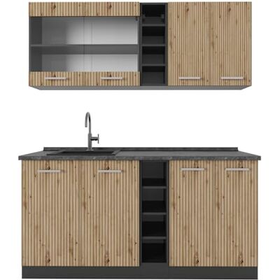 Vicco - R-Line 160 cm - Eiche handgefertigt/Anthrazit - Mini-Küche Vicco - R-Line 160 cm - Eiche handgefertigt/Anthrazit - Mini-Küche