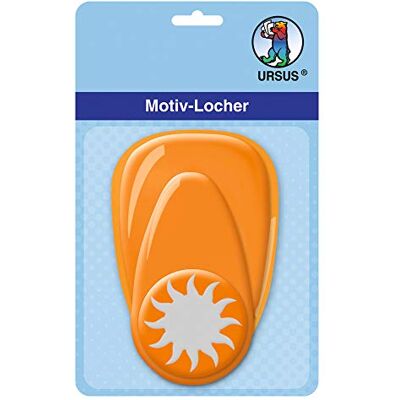 Ursus 19480005 Motivlocher mit Hebel mittel, Sonne, orange, ausgestanztes Motiv ca. 25,4 mm, aus Kunststoff mit Metallstanze, geeignet für Grammaturen von 160 220 g /qm Ursus 19480005 Motivlocher mit Hebel mittel, Sonne, orange, ausgestanztes Motiv ca. 25,4 mm, aus Kunststoff mit Metallstanze, geeignet für Grammaturen von 160 220 g /qm