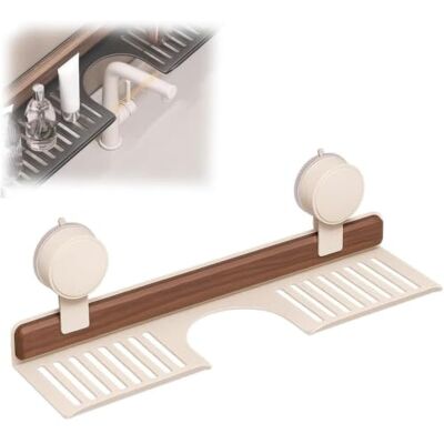 Generic Badezimmerregal mit Saugnapf aus Walnuss, Organizer für Spüle an der Wand, abnehmbar und wasserdicht, ohne Bohren, Ablage aus Holz, Armaturen, für Küchenzubehör (50 cm, Schwarz) (Weiß, 40 cm) Generic Badezimmerregal mit Saugnapf aus Walnuss, Organizer für Spüle an der Wand, abnehmbar und wasserdicht, ohne Bohren, Ablage aus Holz, Armaturen, für Küchenzubehör (50 cm, Schwarz) (Weiß, 40 cm)