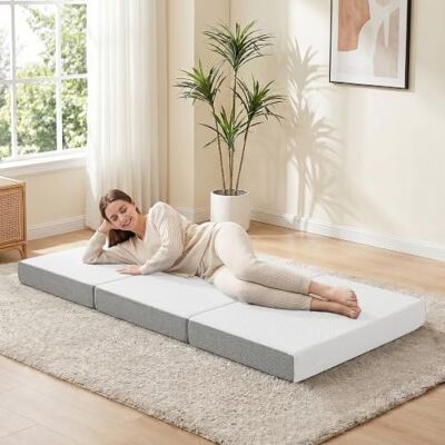 HOMCOM Tri-Fold Klappmatratze 75x195x10cm Tragbar Faltbare Bodenmatratze mit waschbarem Bezug, Seitentasche, Gel-Memory-Schaum, für Gäste/Camping/Reisen, Oeko-Tex HOMCOM Tri-Fold Klappmatratze 75x195x10cm Tragbar Faltbare Bodenmatratze mit waschbarem Bezug, Seitentasche, Gel-Memory-Schaum, für Gäste/Camping/Reisen, Oeko-Tex