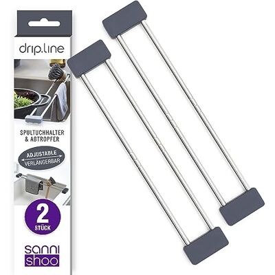 Sanni Shoo drip.line Spültuchhalter multifunktional, 2er Set Anthrazit Ausziehbarer Spüllappenhalter bis 56,6cm, Rostfreier Edelstahl, als Abtropfgitter Spüle und Lappenhalter Spülbecken Sanni Shoo drip.line Spültuchhalter multifunktional, 2er Set Anthrazit Ausziehbarer Spüllappenhalter bis 56,6cm, Rostfreier Edelstahl, als Abtropfgitter Spüle und Lappenhalter Spülbecken