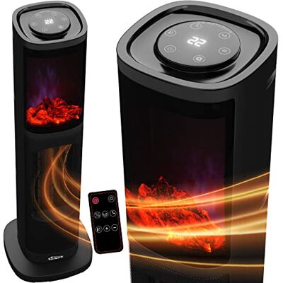 Tronitechnik ® Infrarot Turm-Keramik-Heizer Elektro-Heizer 2000 Watt, Heizstrahler Standheizstrahler PTC Keramikheizelement mit Fernbedienung, Kamineffekt, Oszillation, Timer, Umkippschutz, bis 45°C Tronitechnik ® Infrarot Turm-Keramik-Heizer Elektro-Heizer 2000 Watt, Heizstrahler Standheizstrahler PTC Keramikheizelement mit Fernbedienung, Kamineffekt, Oszillation, Timer, Umkippschutz, bis 45°C