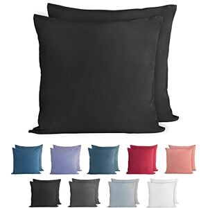 Komfortec 100% Baumwolle Kissenbezüge 2er Set 80x80 cm, Superweicher Premium Jersey Kopfkissenbezug 150 g/m², Kissenhülle, Schwarz Komfortec 100% Baumwolle Kissenbezüge 2er Set 80x80 cm, Superweicher Premium Jersey Kopfkissenbezug 150 g/m², Kissenhülle, Schwarz