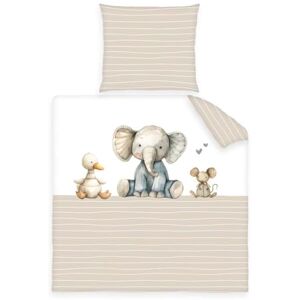 Herding babybest Wiegenbettwäsche Cuddle Crew, Kopfkissenbezug 35 x 40 cm, Bettbezug 80 x 80 cm, Mit Hoteleinschlag, Baumwolle/Renforcé, Weiß, Beige Herding babybest Wiegenbettwäsche Cuddle Crew, Kopfkissenbezug 35 x 40 cm, Bettbezug 80 x 80 cm, Mit Hoteleinschlag, Baumwolle/Renforcé, Weiß, Beige