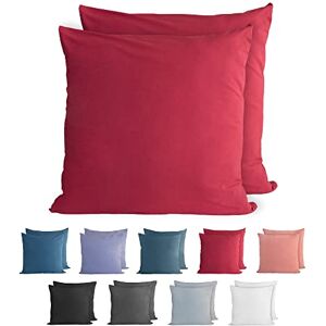 Komfortec 100% Baumwolle Kissenbezüge 2er Set 80x80 cm, Superweicher Premium Jersey Kopfkissenbezug 150 g/m², Kissenhülle, Aurora Rot Komfortec 100% Baumwolle Kissenbezüge 2er Set 80x80 cm, Superweicher Premium Jersey Kopfkissenbezug 150 g/m², Kissenhülle, Aurora Rot