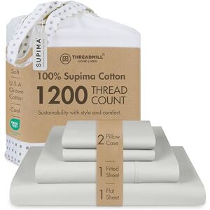 Threadmill Home Linen Threadmill Luxuriöse Supima-Bettlaken aus 100% Baumwolle, weich, Fadenzahl 1200, 4-teiliges hellgraues Set für King-Size-Bett, 5-Sterne-Hotelqualität, Tiefe Tasche mit elastischen Ecken Threadmill Home Linen Threadmill Luxuriöse Supima-Bettlaken aus 100% Baumwolle, weich, Fadenzahl 1200, 4-teiliges hellgraues Set für King-Size-Bett, 5-Sterne-Hotelqualität, Tiefe Tasche mit elastischen Ecken