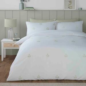 Fusion Serene Bettbezug mit Blattstickerei, Super-King-Size-Bett (260 x 220 cm), 2 Kissenbezüge, nachhaltiges recyceltes Polyester, weiße Bettwäsche mit Blättern, bestickter Bettbezug, grün/weiß Fusion Serene Bettbezug mit Blattstickerei, Super-King-Size-Bett (260 x 220 cm), 2 Kissenbezüge, nachhaltiges recyceltes Polyester, weiße Bettwäsche mit Blättern, bestickter Bettbezug, grün/weiß