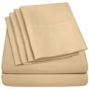 Sweet Home Collection Bettlaken für Doppelbett, 4-teilig, 1500 Supreme Collection, fein gebürstete Mikrofaser, Tiefe Taschen, Doppelbett-Bettwäsche-Set, 1 extra Kissenbezug, Doppelbett, Kamel Sweet Home Collection Bettlaken für Doppelbett, 4-teilig, 1500 Supreme Collection, fein gebürstete Mikrofaser, Tiefe Taschen, Doppelbett-Bettwäsche-Set, 1 extra Kissenbezug, Doppelbett, Kamel
