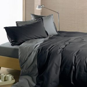 Caleffi Zweifarbiges Bettwäsche-Set für Einzelbett, 100% italienisches Design, geeignet für alle Jahreszeiten, Doppelschlag, Anthrazit, Einzelbett, Baumwolle Caleffi Zweifarbiges Bettwäsche-Set für Einzelbett, 100% italienisches Design, geeignet für alle Jahreszeiten, Doppelschlag, Anthrazit, Einzelbett, Baumwolle