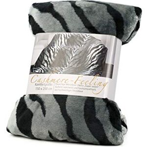 Gözze Erstklassige Kuscheldecke, Cashmere Feeling, Hohes Stoffgewicht 500 g/m², 150 x 200 cm Sibirischer Schneetiger, Silber Gözze Erstklassige Kuscheldecke, Cashmere Feeling, Hohes Stoffgewicht 500 g/m², 150 x 200 cm Sibirischer Schneetiger, Silber