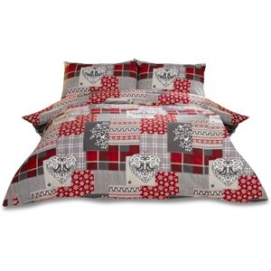 Rapport Alpine Patchwork Schneeflocke Feinbiber Thermo 100% Baumwolle Biber Quilt Bettbezug Set, baumwolle, Red/multi-colour, 200 x 200 x 0.5 cm Rapport Alpine Patchwork Schneeflocke Feinbiber Thermo 100% Baumwolle Biber Quilt Bettbezug Set, baumwolle, Red/multi-colour, 200 x 200 x 0.5 cm