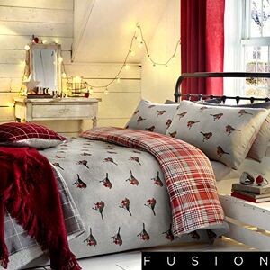 DREAMS AND DRAPES Fusion "Robin Classic Tartan-Vorder- und Vogel-Rückseiten-Bettbezug-Set, Baumwolle, Mehrfarbig, Doppelbett DREAMS AND DRAPES Fusion "Robin Classic Tartan-Vorder- und Vogel-Rückseiten-Bettbezug-Set, Baumwolle, Mehrfarbig, Doppelbett
