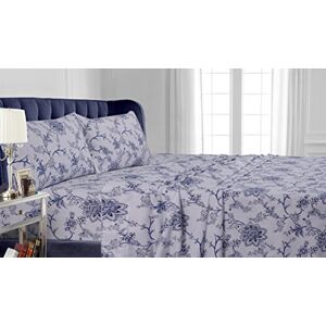 Tribeca Living 200 GSM Streifen Bedruckt Deep Pocket Flanell-Bettlaken-Set, Full, Blau, Blumenmuster, Queen Tribeca Living 200 GSM Streifen Bedruckt Deep Pocket Flanell-Bettlaken-Set, Full, Blau, Blumenmuster, Queen