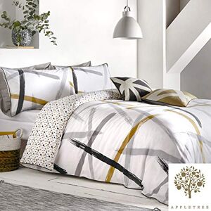 Appletree Leda-100 Bettbezug-Set, Baumwolle, Super-King-Size-Bett, Grau und Ocker Appletree Leda-100 Bettbezug-Set, Baumwolle, Super-King-Size-Bett, Grau und Ocker
