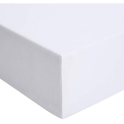 Amazon Jersey Spannbettlaken, 100% Baumwolle, Spannbetttuch Matratzenhöhe bis 30 cm, 200 x 200 cm, Weiß Amazon Jersey Spannbettlaken, 100% Baumwolle, Spannbetttuch Matratzenhöhe bis 30 cm, 200 x 200 cm, Weiß