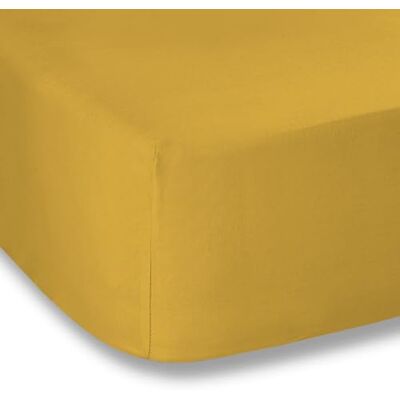 Bianca Plain Dyed Mustard Spannbettlaken, 200 x 200 cm Bianca Plain Dyed Mustard Spannbettlaken, 200 x 200 cm