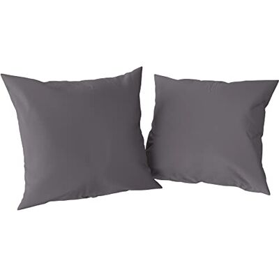 Amazon Kissenbezug-Set aus 100 % Bio-Baumwolle, Fadenzahl 300, 2 Stück, 80 x 80 cm, Dunkelgrau, Einfarbig Amazon Kissenbezug-Set aus 100 % Bio-Baumwolle, Fadenzahl 300, 2 Stück, 80 x 80 cm, Dunkelgrau, Einfarbig