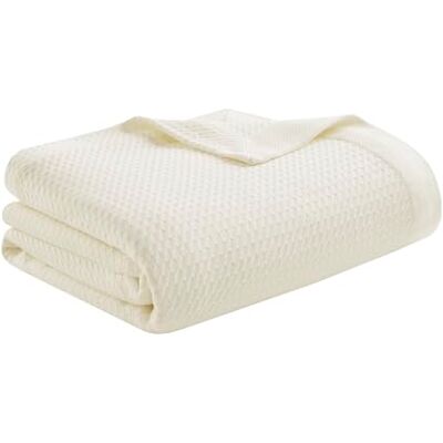 Madison Park Soft Certified 100% Egyptian Cotton Breathable Cozy Blanket, Premium Waffle Knit Classic Design Luxuriöser Ganzjahresbezug für Bett, Couch und Sofa, Ägyptische Baumwolle, Cream, Twin Madison Park Soft Certified 100% Egyptian Cotton Breathable Cozy Blanket, Premium Waffle Knit Classic Design Luxuriöser Ganzjahresbezug für Bett, Couch und Sofa, Ägyptische Baumwolle, Cream, Twin
