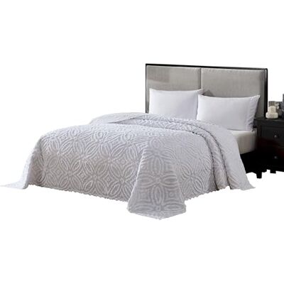 Beatrice Home Fashions Chenille-Tagesdecke, Hochzeitsring, Queen-Size, Weiß Beatrice Home Fashions Chenille-Tagesdecke, Hochzeitsring, Queen-Size, Weiß