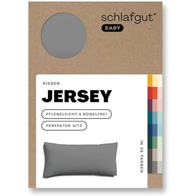 schlafgut Easy Jersey Kissenbezug 40x80 cm 100% Baumwolle, Grey Mid Kopfkissenbezug, Kissenhülle, Grau, Jersey, Ton-in-Ton Reißverschluss, bügelfrei, OEKO-TEX, atmungsaktiv schlafgut Easy Jersey Kissenbezug 40x80 cm 100% Baumwolle, Grey Mid Kopfkissenbezug, Kissenhülle, Grau, Jersey, Ton-in-Ton Reißverschluss, bügelfrei, OEKO-TEX, atmungsaktiv