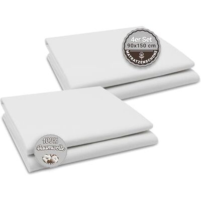 ZOLLNER 4er Set Matratzenauflagen in 90x150 cm wasserdichter Matratzenschoner Inkontinenz Unterlage aus Baumwolle waschbar bis 95°C Oeko Tex® Zertifiziert vom Klinikspezialisten ZOLLNER 4er Set Matratzenauflagen in 90x150 cm wasserdichter Matratzenschoner Inkontinenz Unterlage aus Baumwolle waschbar bis 95°C Oeko Tex® Zertifiziert vom Klinikspezialisten