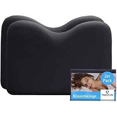 Third of Life Kissenbezug Schwarz Doppelpack, Perfekt für NuMOON & MaBELLA Kissen Baumwolle (Double Jersey), Bügelfrei & trocknergeeignet, Kissenhüllen 2er Set mit Reißverschluss, Oeko-Tex Zertifiziert Third of Life Kissenbezug Schwarz Doppelpack, Perfekt für NuMOON & MaBELLA Kissen Baumwolle (Double Jersey), Bügelfrei & trocknergeeignet, Kissenhüllen 2er Set mit Reißverschluss, Oeko-Tex Zertifiziert