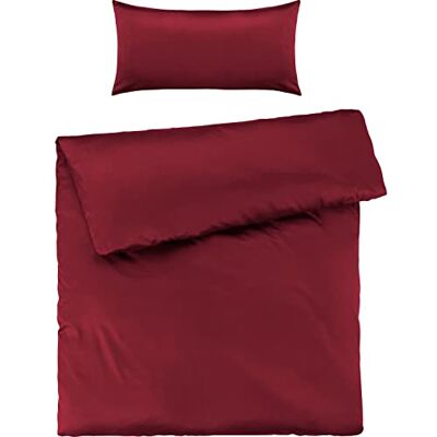 Pure Mako Satin Bettwäsche rot 155x220 cm mit Kissenbezug 40x80 cm aus 100% Baumwolle Traumhaft weiches Mako Satin Bettwäsche Set in Uni Pure Mako Satin Bettwäsche rot 155x220 cm mit Kissenbezug 40x80 cm aus 100% Baumwolle Traumhaft weiches Mako Satin Bettwäsche Set in Uni