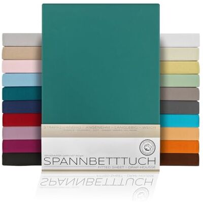 BEAUTEX Spannbettlaken Jersey Baumwolle Topper 90x200x15 cm Petrol atmungsaktiv, hautfreundlich, rundum elastisch, perfekte Passform, formstabil, 160 g/m², pflegeleicht, viele Farben BEAUTEX Spannbettlaken Jersey Baumwolle Topper 90x200x15 cm Petrol atmungsaktiv, hautfreundlich, rundum elastisch, perfekte Passform, formstabil, 160 g/m², pflegeleicht, viele Farben