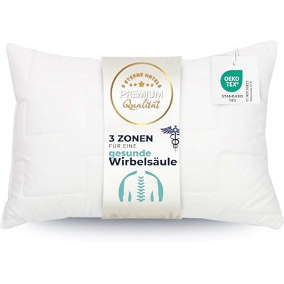 ZOLLNER Deluxe Kissen 3-Zonen Kopfkissen Made in Europe – Polyester waschbar bis 95°C 50x70 cm Hotelqualität Oeko Tex® Zertifiziert ZOLLNER Deluxe Kissen 3-Zonen Kopfkissen Made in Europe – Polyester waschbar bis 95°C 50x70 cm Hotelqualität Oeko Tex® Zertifiziert