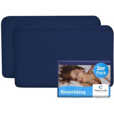 Third of Life Kissenbezug 40x25 Nachtblau Doppelpack für VOLAR Reise-Kissen Baumwolle (Double Jersey), Bügelfrei & trocknergeeignet, Kissenhüllen 2er Set mit Reißverschluss, Oeko-Tex Zertifiziert Third of Life Kissenbezug 40x25 Nachtblau Doppelpack für VOLAR Reise-Kissen Baumwolle (Double Jersey), Bügelfrei & trocknergeeignet, Kissenhüllen 2er Set mit Reißverschluss, Oeko-Tex Zertifiziert