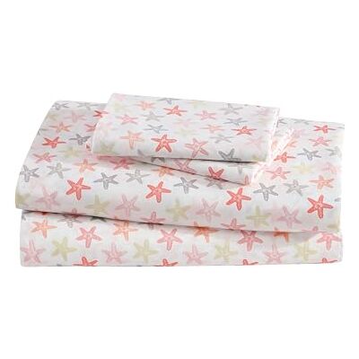 Beatrice Home Fashions Elite Home Products Inc. Coastal Mikrofaser-Bettlaken-Set, Seastar-Coral, King Size Beatrice Home Fashions Elite Home Products Inc. Coastal Mikrofaser-Bettlaken-Set, Seastar-Coral, King Size