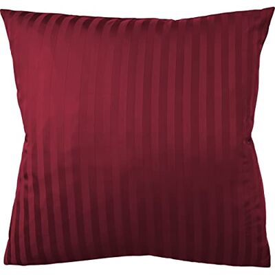 Pure Mako Satin Damast Streifen Kissenbezug 80x80 rot Waschbar bis 60°C, Reißverschluss Atmungsaktiv & Anti-Pilling Pure Mako Satin Damast Streifen Kissenbezug 80x80 rot Waschbar bis 60°C, Reißverschluss Atmungsaktiv & Anti-Pilling