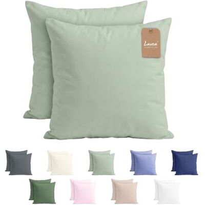Lavea ® 2er Set Kissenbezug 65x65 Eukalyptus Kopfkissenbezug 100% Mikrofaser Kissenhülle Bügelfrei & Knitterfrei mit Reißverschluss Lavea ® 2er Set Kissenbezug 65x65 Eukalyptus Kopfkissenbezug 100% Mikrofaser Kissenhülle Bügelfrei & Knitterfrei mit Reißverschluss