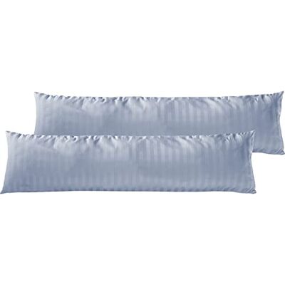Pure 2er Set Mako Satin Damast Streifen Seitenschläfer 40x145 hellblau Pure 2er Set Mako Satin Damast Streifen Seitenschläfer 40x145 hellblau