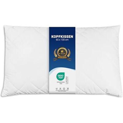 ZOLLNER Komfortables Kopfkissen 65x100 cm mit Reißverschluss – Individuell anpassbare Füllung aus Synthetikfasern bis 95°C waschbar Bezug aus Baumwollmischung Hotelqualität ZOLLNER Komfortables Kopfkissen 65x100 cm mit Reißverschluss – Individuell anpassbare Füllung aus Synthetikfasern bis 95°C waschbar Bezug aus Baumwollmischung Hotelqualität