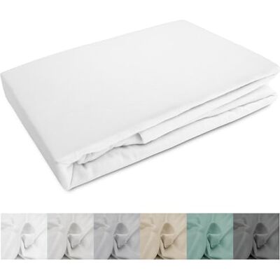 DARYmex Biber Spannbetttuch, Flanell, Baumwolle, 200x220 cm, 20 cm, Weiß Flanell Spannbettlaken, 100% Baumwolle, warm und weich, Gummizug, Matratzenhöhe bis 20 cm, Öko-Tex 100 DARYmex Biber Spannbetttuch, Flanell, Baumwolle, 200x220 cm, 20 cm, Weiß Flanell Spannbettlaken, 100% Baumwolle, warm und weich, Gummizug, Matratzenhöhe bis 20 cm, Öko-Tex 100