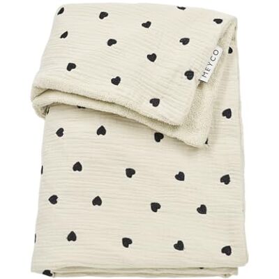 MEYCO Babydecke 100x150cm Musselin/Frottee Sweet Heart Soft Sand 100% Baumwolle Oeko Tex zertifiziert TOG 1.5 vielseitig einsetzbar kuschelig & atmungsaktiv waschbar MEYCO Babydecke 100x150cm Musselin/Frottee Sweet Heart Soft Sand 100% Baumwolle Oeko Tex zertifiziert TOG 1.5 vielseitig einsetzbar kuschelig & atmungsaktiv waschbar