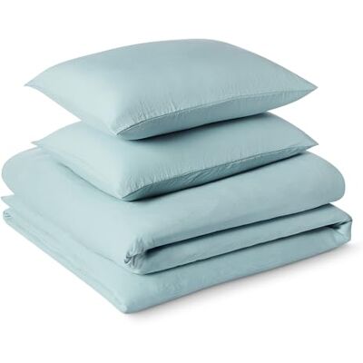 Amazon Bettwäsche-Set, Vorgewaschene Mikrofaser, Extra Weich mit Knitter-Look, Bügelfrei, Bettbezug 240cm x 220cm & 2 Kissenbezüge 50cm x 80cm, 3-teilig, Blau Amazon Bettwäsche-Set, Vorgewaschene Mikrofaser, Extra Weich mit Knitter-Look, Bügelfrei, Bettbezug 240cm x 220cm & 2 Kissenbezüge 50cm x 80cm, 3-teilig, Blau