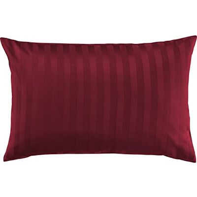 Pure Mako Satin Damast Streifen Kissenbezug 40x60 rot Waschbar bis 60°C, Reißverschluss Atmungsaktiv & Anti-Pilling Pure Mako Satin Damast Streifen Kissenbezug 40x60 rot Waschbar bis 60°C, Reißverschluss Atmungsaktiv & Anti-Pilling