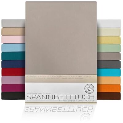 BEAUTEX Spannbettlaken Jersey Baumwolle Topper 90x200x15 cm Stein atmungsaktiv, hautfreundlich, rundum elastisch, perfekte Passform, formstabil, 160 g/m², pflegeleicht, viele Farben BEAUTEX Spannbettlaken Jersey Baumwolle Topper 90x200x15 cm Stein atmungsaktiv, hautfreundlich, rundum elastisch, perfekte Passform, formstabil, 160 g/m², pflegeleicht, viele Farben