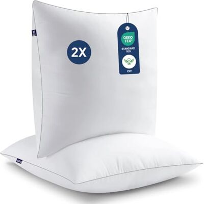BedStory Kopfkissen 80x80 Anpassbare Faserfüllung, Kissen 2er Set mit Hochwertiger Mikrofarsern Kissenfüllung 1500g x 2, Waschbares und Weiches Bettkissen Schlafkissen SofaKissen Seitenschläferkissen BedStory Kopfkissen 80x80 Anpassbare Faserfüllung, Kissen 2er Set mit Hochwertiger Mikrofarsern Kissenfüllung 1500g x 2, Waschbares und Weiches Bettkissen Schlafkissen SofaKissen Seitenschläferkissen