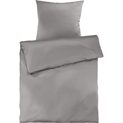Pure Mako Satin Bettwäsche hellgrau 135 x 200 cm mit Kissenbezug 80 x 80 cm aus 100% Baumwolle Traumhaft weiches Mako Satin Bettwäsche Set in Uni Pure Mako Satin Bettwäsche hellgrau 135 x 200 cm mit Kissenbezug 80 x 80 cm aus 100% Baumwolle Traumhaft weiches Mako Satin Bettwäsche Set in Uni