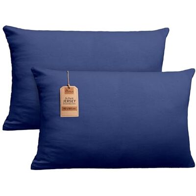 NatureMark 2er Set Jersey Kissenbezüge – Elastisch, weich, atmungsaktiv und hautfreundlich – Waschbare Kissenhülle 40x60 (ideal für Nackenkissen) – Navy Blau NatureMark 2er Set Jersey Kissenbezüge – Elastisch, weich, atmungsaktiv und hautfreundlich – Waschbare Kissenhülle 40x60 (ideal für Nackenkissen) – Navy Blau
