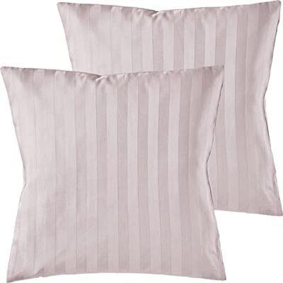 Pure 2er Set Mako Satin Damast Streifen Kissenbezug 40x40 rosa Waschbar bis 60°C, Reißverschluss Atmungsaktiv & Anti-Pilling Pure 2er Set Mako Satin Damast Streifen Kissenbezug 40x40 rosa Waschbar bis 60°C, Reißverschluss Atmungsaktiv & Anti-Pilling